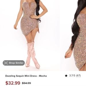 Fashion Nova Mocha Sequin Mini Dress Size:XL